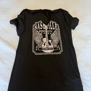 SHEIN Black Music City T-Shirt Dress